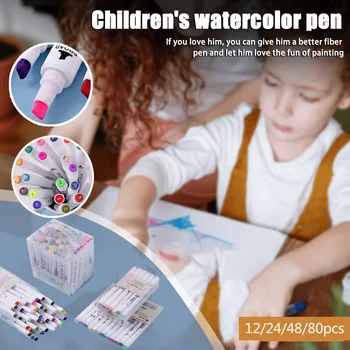 

12/24/48/80 Colors Double headed color Watercolor Pen Marker Pen Doodle Pen Set