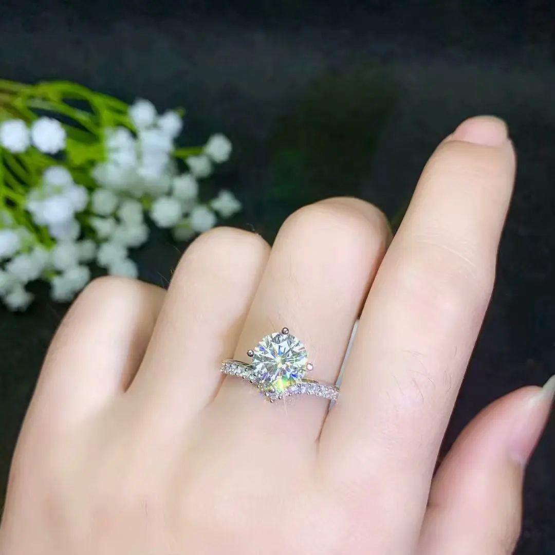 Moissanite новое кольцо, серебро 925 пробы, красивый цвет, сверкающий, 2 карата алмазный подарок