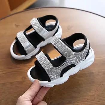 

Girls Sandals New Fashion Hot Drilling Princess Shoes Girls Bow Soft Bottom Beach Shoes Toddler Girl Sandals