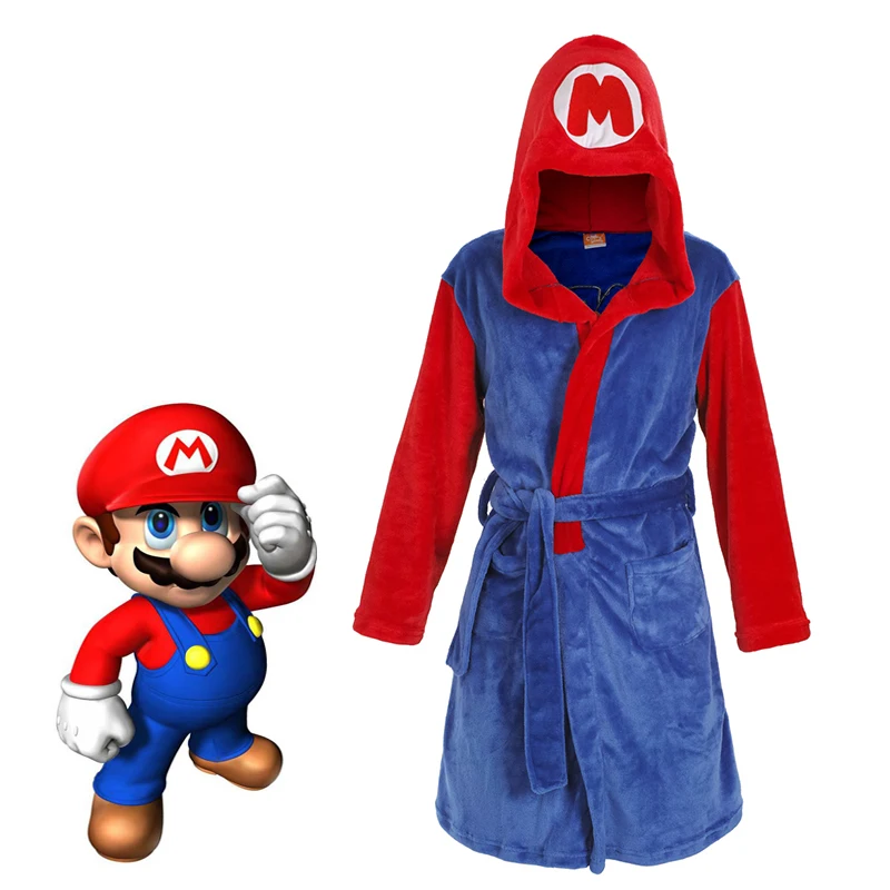 Фланелевый Халат игры Super Mario Bros. Банный халат; костюм Марио для косплея; ночной банный халат с героями мультфильмов для взрослых; одежда для сна; Пижама; купальный костюм