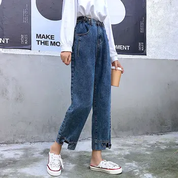 

Autumn high waist jeans women loose pants summer fashion ladies jeans Nine pants 2020 New trouser
