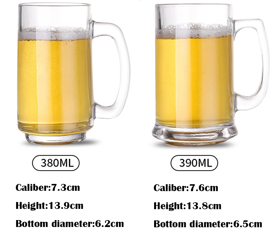 CAKEHOUD Household Glass Beer Mug With Handle Thickened Transparent Crystal Tea Cup Drink Cup Bar Party Supplies Cocktail Glass