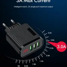 Автоматическая защита, быстрая зарядка, цифровой дисплей, зарядное устройство для телефона, 3 USB порта, 3 А, умное быстрое зарядное устройство, дорожное настенное зарядное устройство, адаптер