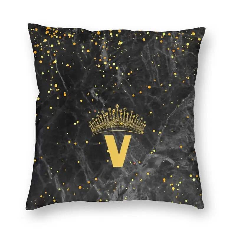 

Soft Golden Marble Crown Letter V Throw Pillow Cover Decoration Custom Alphabet Initial Cushion Cover 40x40 Pillowcover for Sofa