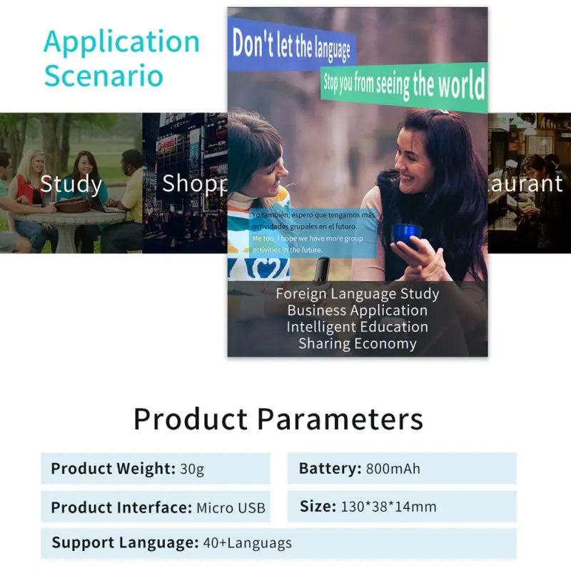 3 в 1 Smart Voice Translator Voice/Text/Photo Bluetooth мгновенный перевод 40+ языки для обучения встреч путешествия бизнес