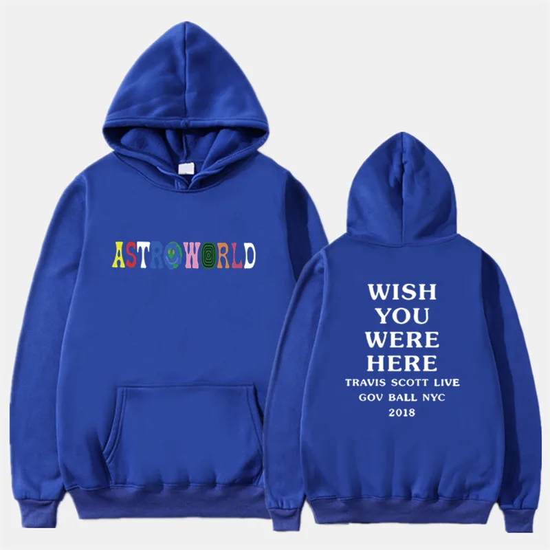 30Royal blue Новые мужские толстовки с изображением Трэвиса Скотта Astroworld WISH YOU WAS HERE Толстовка Мужская модная толстовка с текстовым принтом мужской/женский пуловер - Color: 30Royal blue