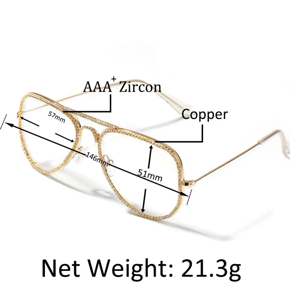 Хип хоп AAA CZ инкрустированный камнями Bling Iced Out очки для мужчин и женщин ювелирные изделия золото серебро Прямая
