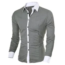 Мужские рубашки, модная мужская повседневная приталенная рубашка с длинным рукавом, топ, блузка, 5 цветов, черная белая мужская футболка, стиль