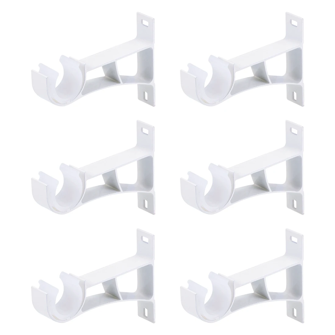 

uxcell Curtain Rod Bracket Aluminum Alloy Single Holder Support for 24mm Drapery Rod, 108 x 78 x 19mm White 6Pcs