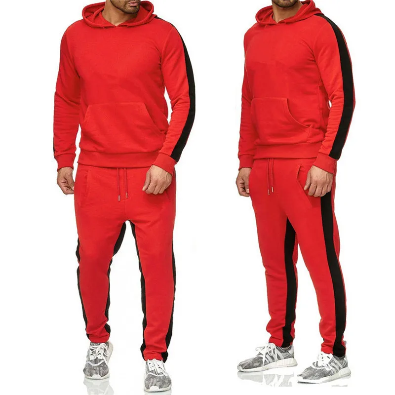 Спортивный костюм для мужчин с капюшоном комплект Черная Спортивная Одежда наборы флисовая толстовка костюм Jordan 23 полосы тренировочные брюки Malechandal hombre - Цвет: red