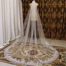 Bling Sequins частичная кружевная свадебная вуаль с гребнем 3 метра Соборная свадебная вуаль белые слоновая кость Длинные вуаль для невесты Аксессуары
