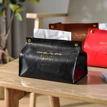 

Desktop Napkin Pumping Paper Tissue Box Practical Durable Multi-functional Classic Leather Storage Container Home Decor
