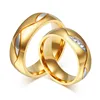 Modyle 2022 New Gold Color Stainless Steel CZ Stone Wedding Couple Rings for Women Men Lover Anniversary Jewelry Gifts ► Photo 2/6
