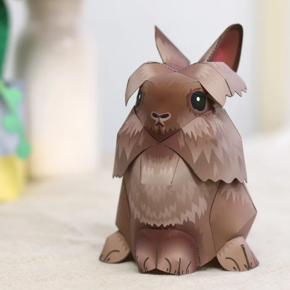 Лев Кролик 3D бумажная модель DIY с объемным рисунком животных бумажных Mold сад