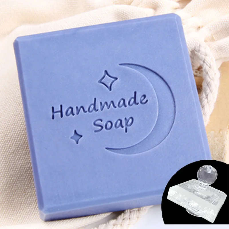 Handmade Letter Leaf Pattern Stamp, Home Cleaning Natural Seal with Handle, Acrylic Transparent Soap Stamp, DIY Making Chapter