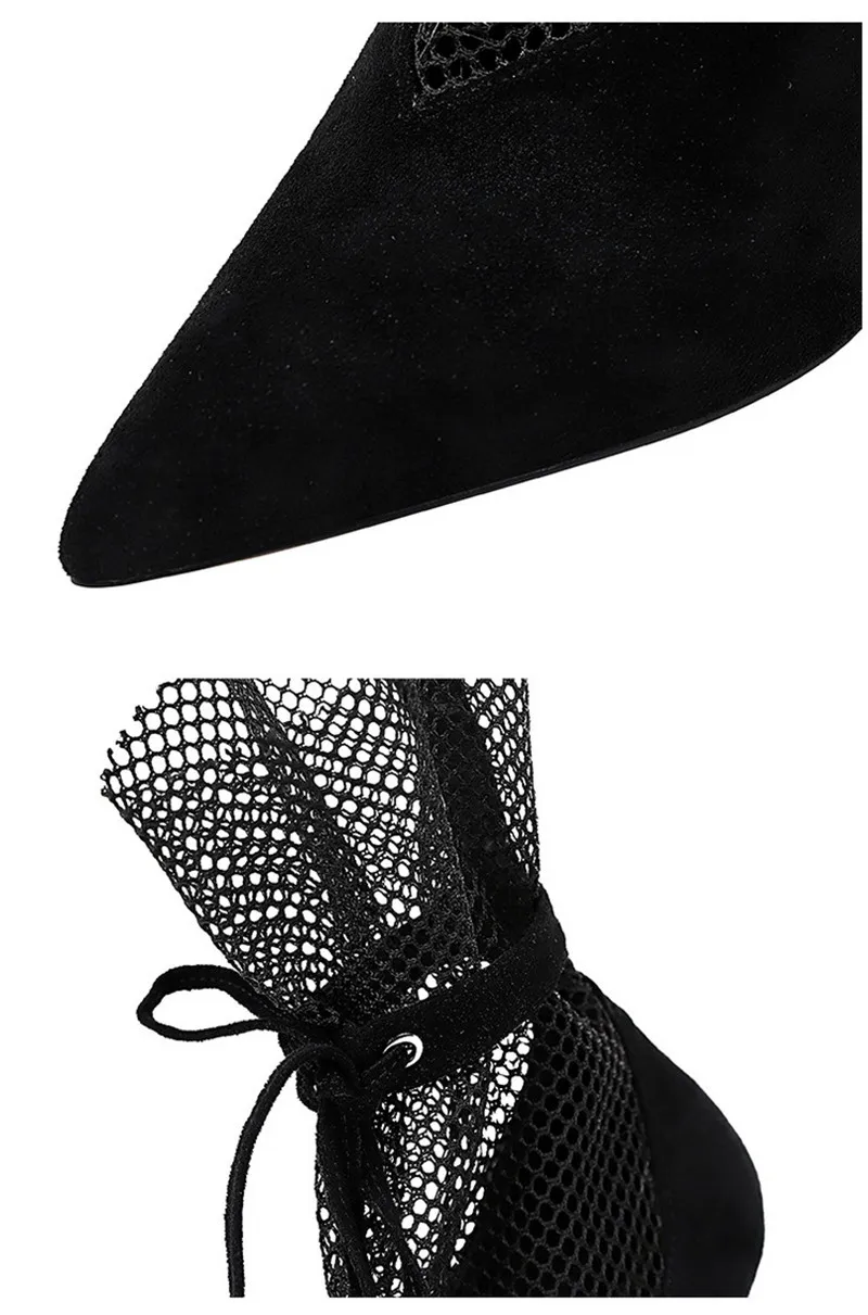 Sexy Pointed Toe V-Mouth Stilettos Mesh Hollow Skinny Lady Ankle Boot Thin High Heels Spring Summer 2020 New Pumps Shoes Woman (11)