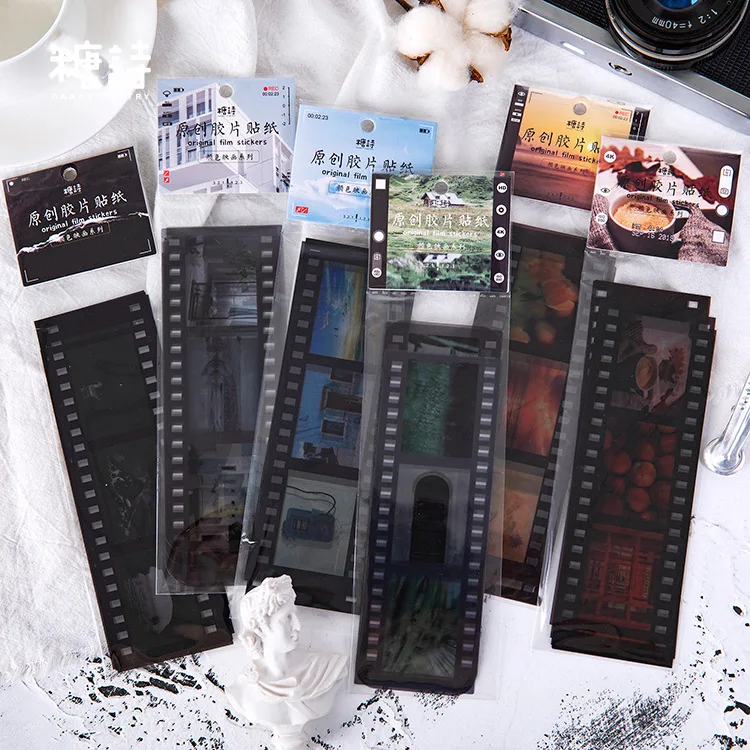 

8 Pcs/set PET Vintage Film Stickers Decoration Bullet Journal Stickers Scrapbooking DIY Diary Ablum Stationery School Gifts