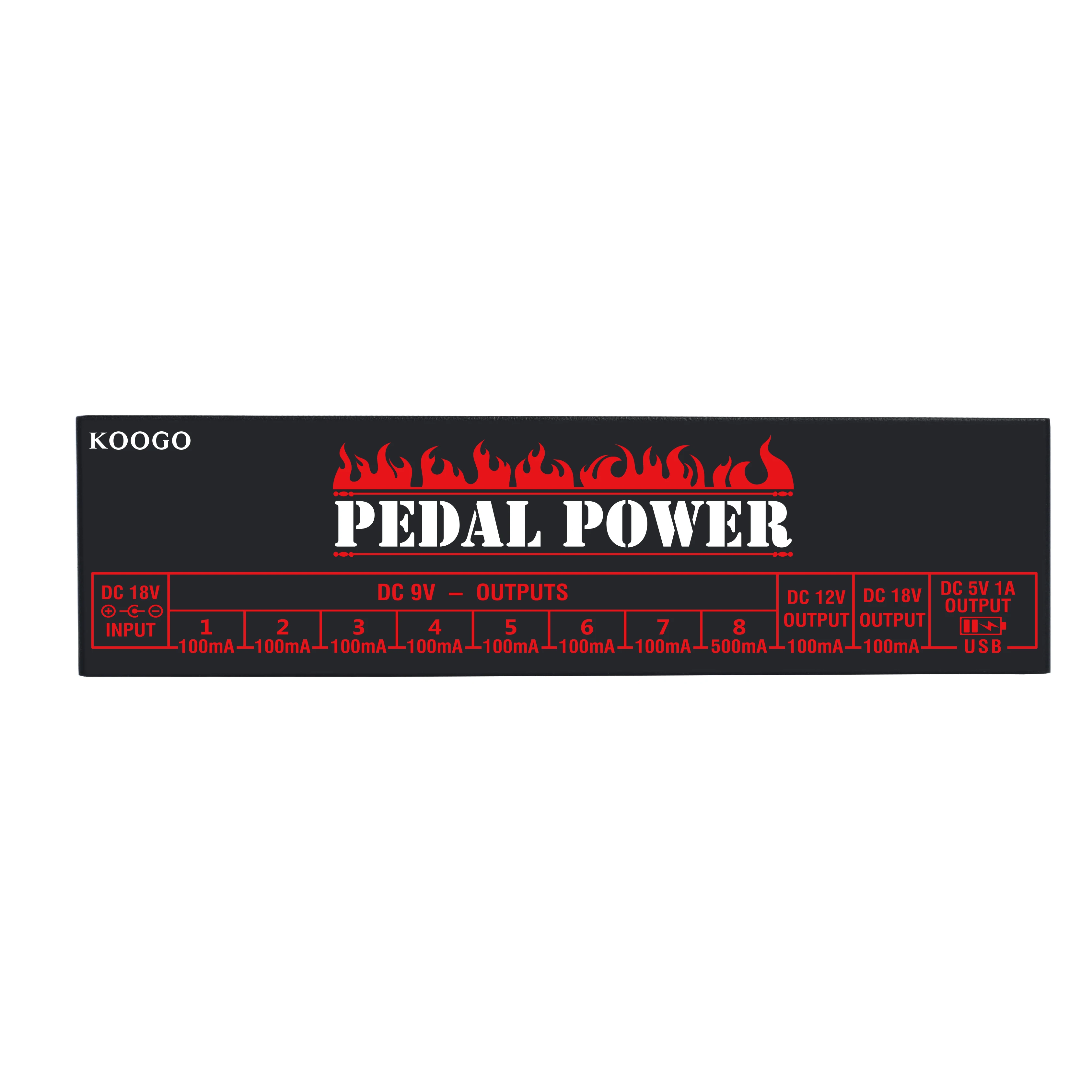 Koogo Pedal Power Supply Update Output Multi Circuit Power Supply For Guitar Pedal 10 Ways 9V/12V/18V DC Outputs & 1 Way 5V USB