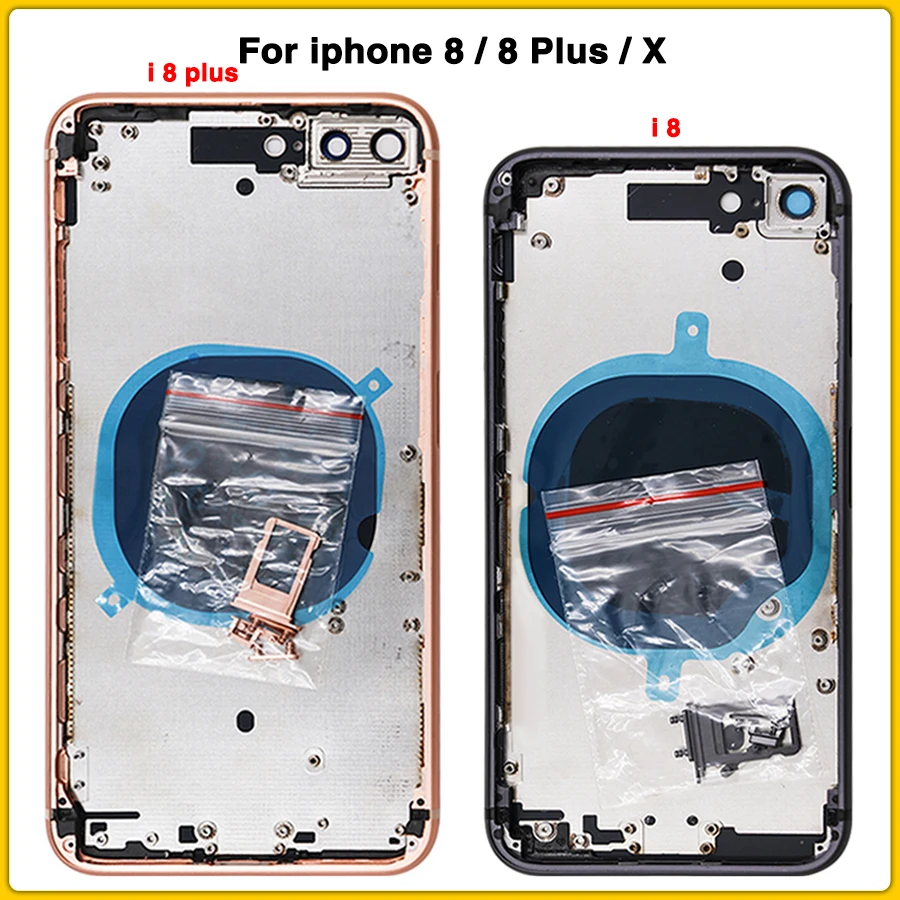 Для iphone 8 8G 8 Plus 8 P батарея задняя крышка Дверь задняя крышка+ средняя рамка+ sim лоток боковые ключевые части для iphone X Корпус чехол