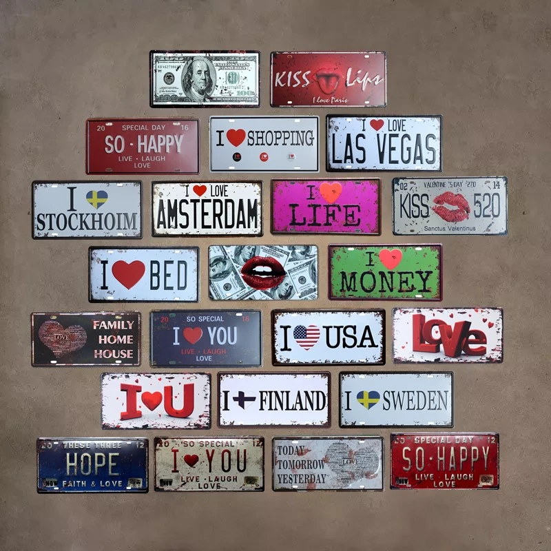

I Love You Love Money 15x30cm Metal Tin Sign Shabby Retro Car Plate License Bar Garage Home Decoration Wall Sticker Plaque Decor