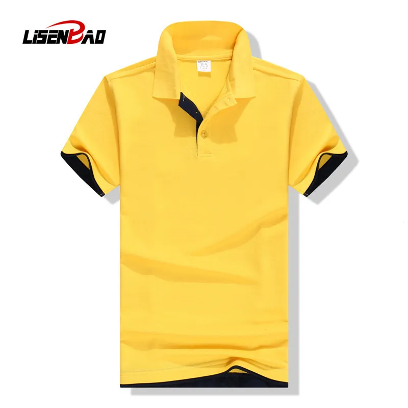 1757 Yellow black LiSENBAO брендовая Летняя мужская рубашка поло, хлопковая рубашка с коротким рукавом, деловая приталенная рубашка поло с коротким рукавом, дышащая футболка-поло - Цвет: 1757 Yellow black
