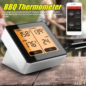 

Big Screen LCD Digital Wireless Meat BBQ Cooking Thermometer Probe Wireless bluetooth APP Controlled