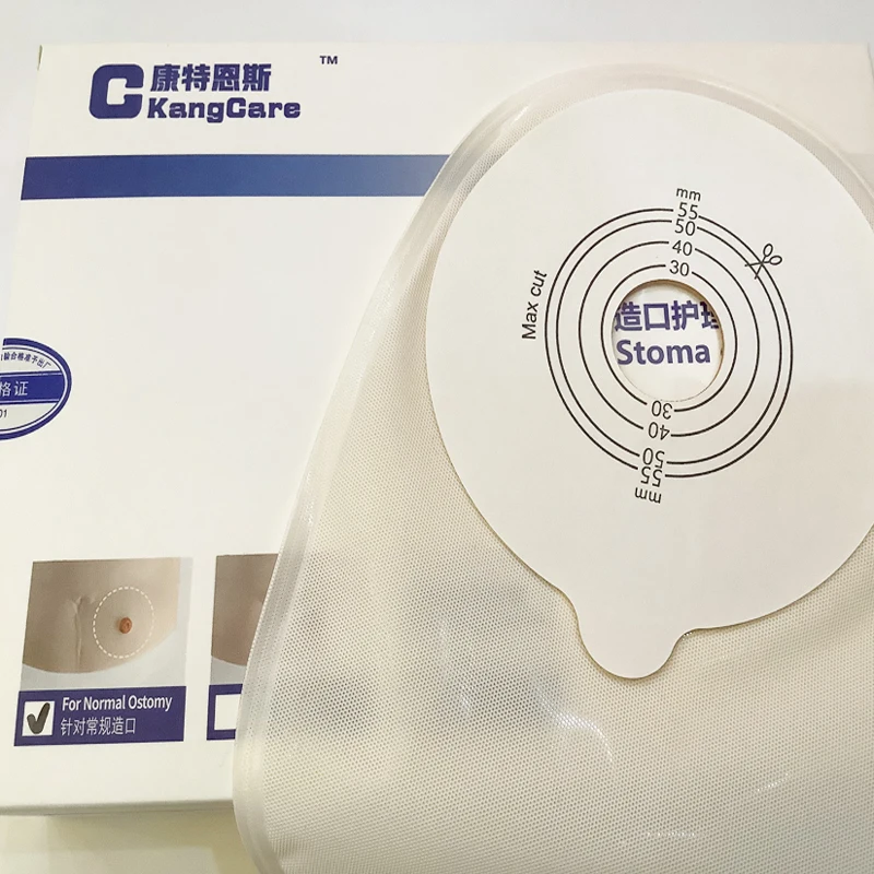 Free shipping,Economical Drain valve Colostomy Bags; One-piece system Ostomy Pouch with Clip Closure, for stoma size 25-55mm