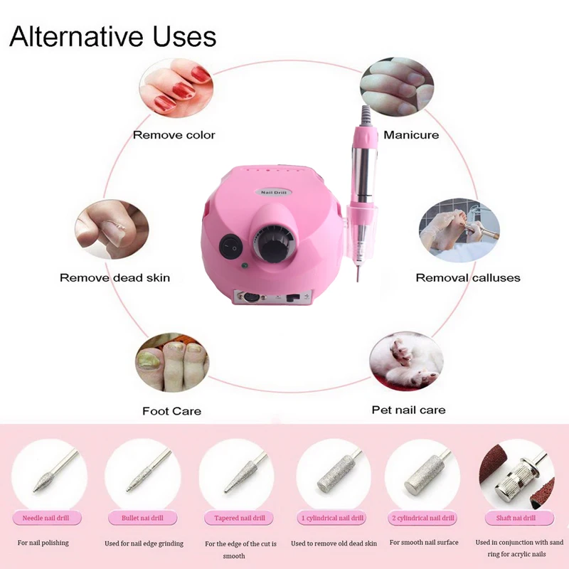 Kaufen 35000RPM Nagel Bohrer Maniküre Maschine mit Bohrer 6 Bits Pediküre Maniküre Nail art Ausrüstung Elektronische Nagel Datei Nagel Master