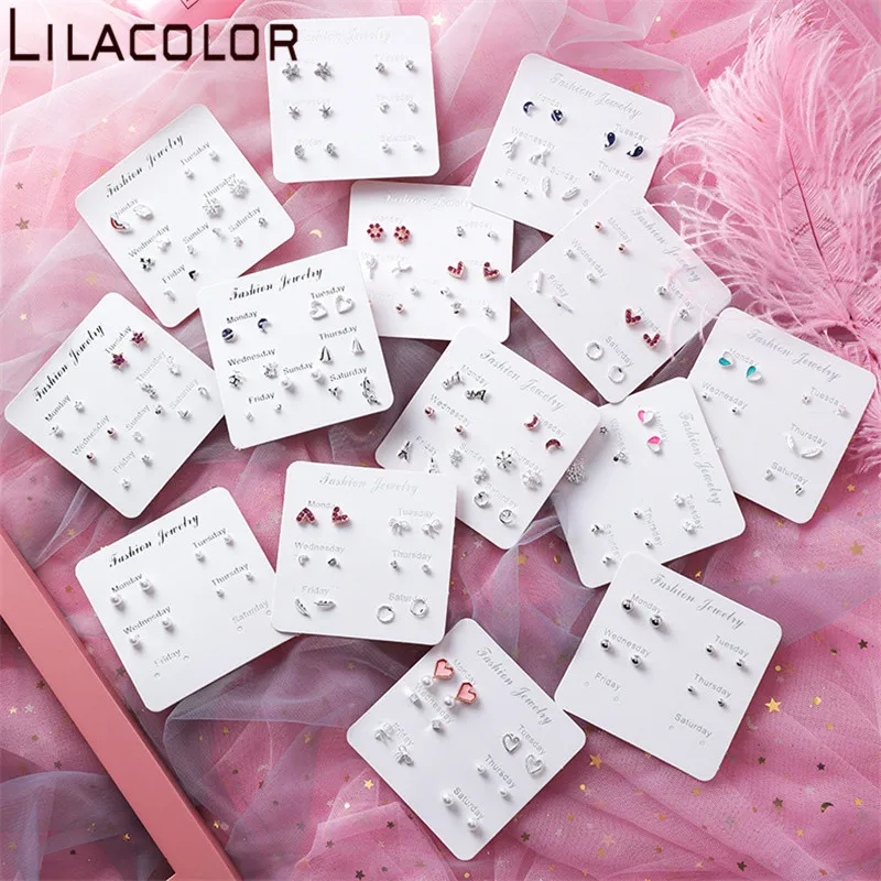 Lilacolor 1 комплект мини женские Кристальные серьги-гвоздики S925 серебряные шпильки металлические корейские милые маленькие девушки серьги Модные ювелирные изделия аксессуары