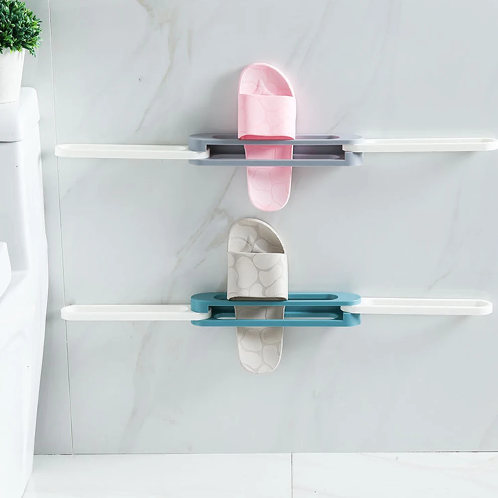 Bathroom Wall-Mounted Shoes Rack Storage Rack Hanger 3 in 1 Shoe Rack One Change Three Slippers Bathroom Wall-Mounted