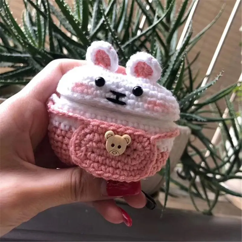 H Мягкий трикотажный тканевый защитный чехол с рисунком животных из мультфильма, защитный чехол для Airpods Pro, беспроводные Bluetooth наушники - Цвет: H