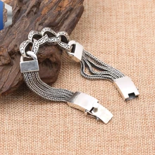 S925 Стерлинговое серебро ювелирные изделия личности Ретро мальчики тайские серебряные ручной работы узор мира популярный браслет