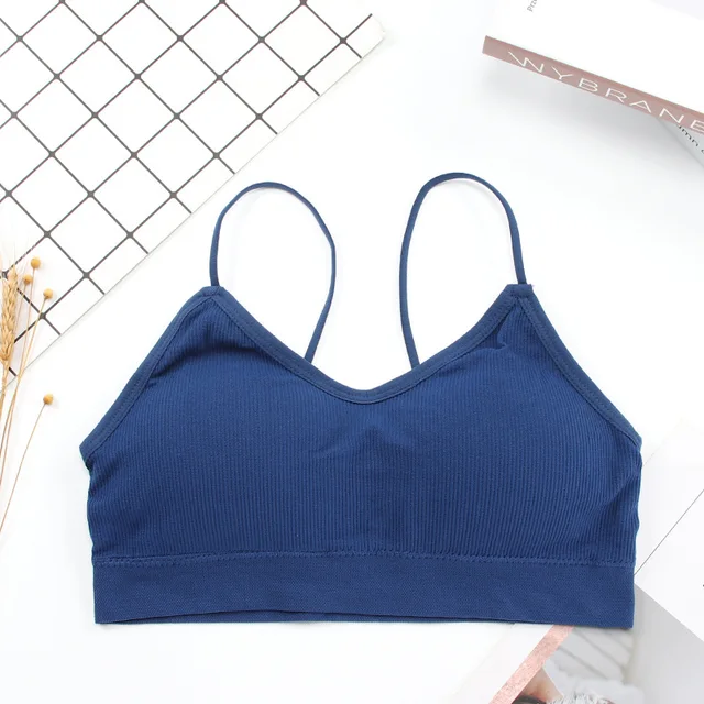 High Elastic Bra Women Gathering Bralette Push Up Bra Summer Anti-light Korean Style Wild Bra Tube Top Sexy No Rims Lingerie Navy