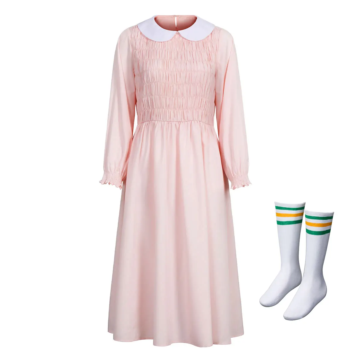 miccostumes Girl's Pink Eleven Cosplay Beading Dress Costume Including Socks 