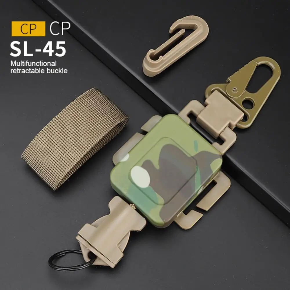 2 In 1 Outdoor Anti-theft Telescopic Buckle Tactical Lightweight Pouch & Keychain Holder EDC Retractable Spring Rope