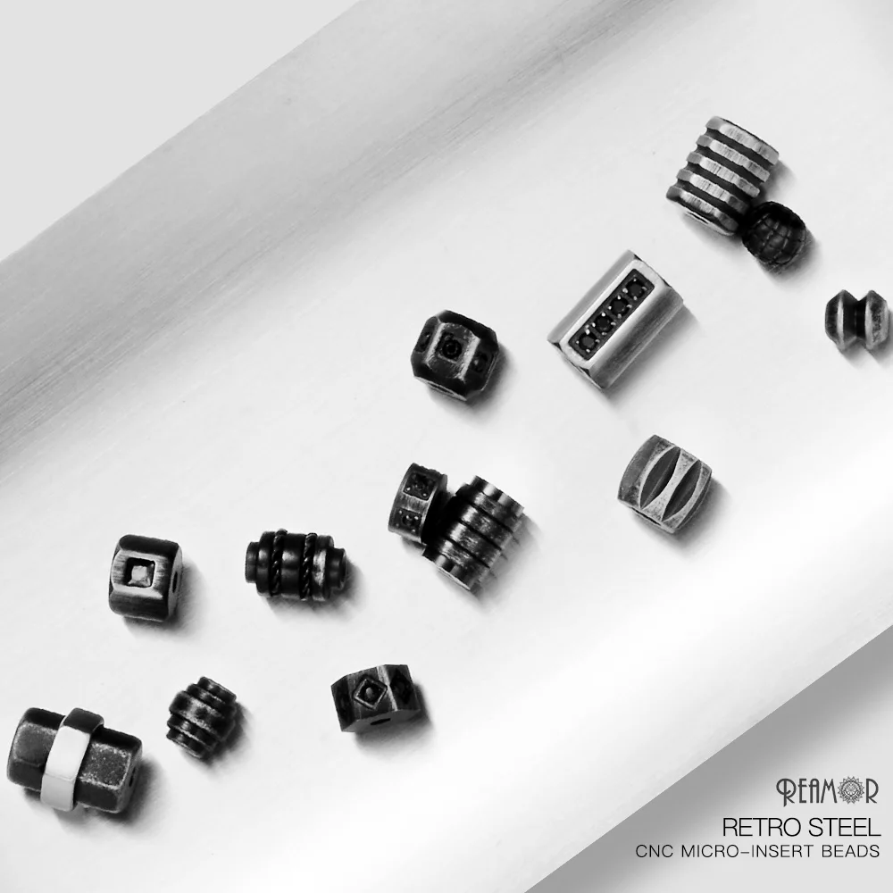 REAMOR Unisex Blood Red Natural Stone Bracelets Detachable Black Matte CNC Stainless Steel Wire Rope Bracelet DIY Jewerly