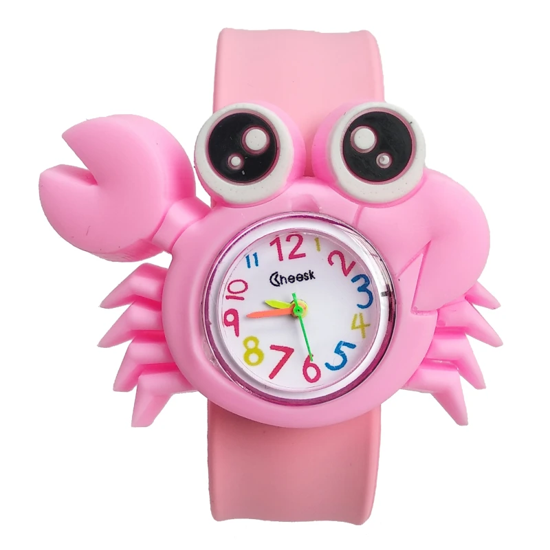 Нежное кольцо с камнем Форма Детские часы Мягкая силиконовая лента Детские часы для мальчиков и девочек часы Детские Кварцевые водонепроницаемые часы детские часы Relogio Infantil - Цвет: Розовый