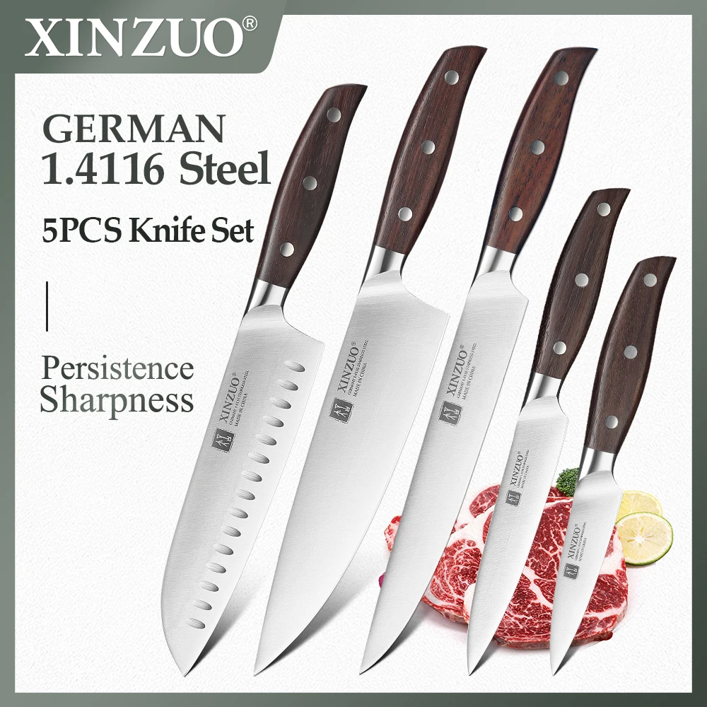 3.5+5+7+8+8 Inch Paring Utility Santoku Cleaver Chef Knives German Stainless Steel Kitchen Knife Sets kitchen knives