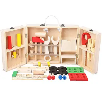 

Pretend Play Simulation Repair Tool Toys Kids Toolbox Kit Wooden Saw Game Learning Engineering Puzzle Toys For Children Boy