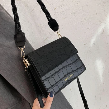 

Women Frosted Bag Autumn / Winter 2020 New Fashion One Shoulder Crossbody Alligator Pattern Small Square Bag C639