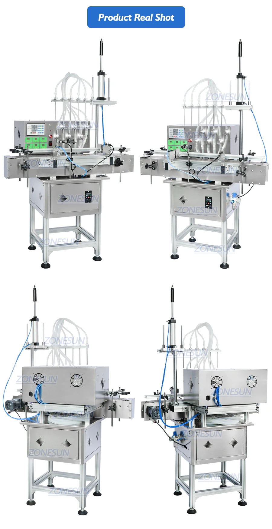 ZONESUN ZS-DTMP6M Automatic 6 Diving Nozzles Magnetic Pump Liquid Filling Machine With Bracket