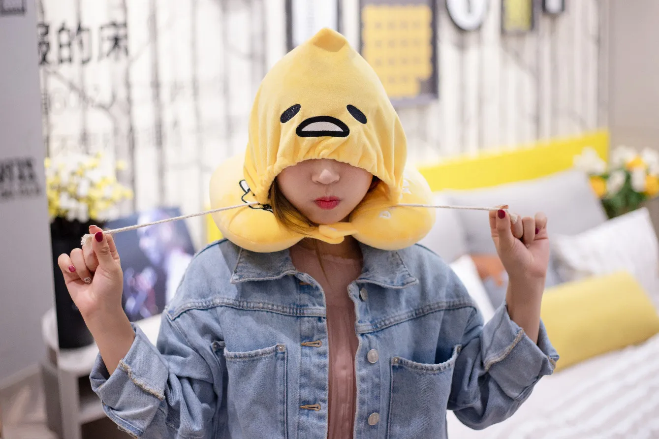 30 см Gudetama ленивое яйцо с капюшоном для шеи u-образная яичный желток Подушка Мягкие плюшевые игрушки кукла подушка для сна Дети девочка подарок на день рождения