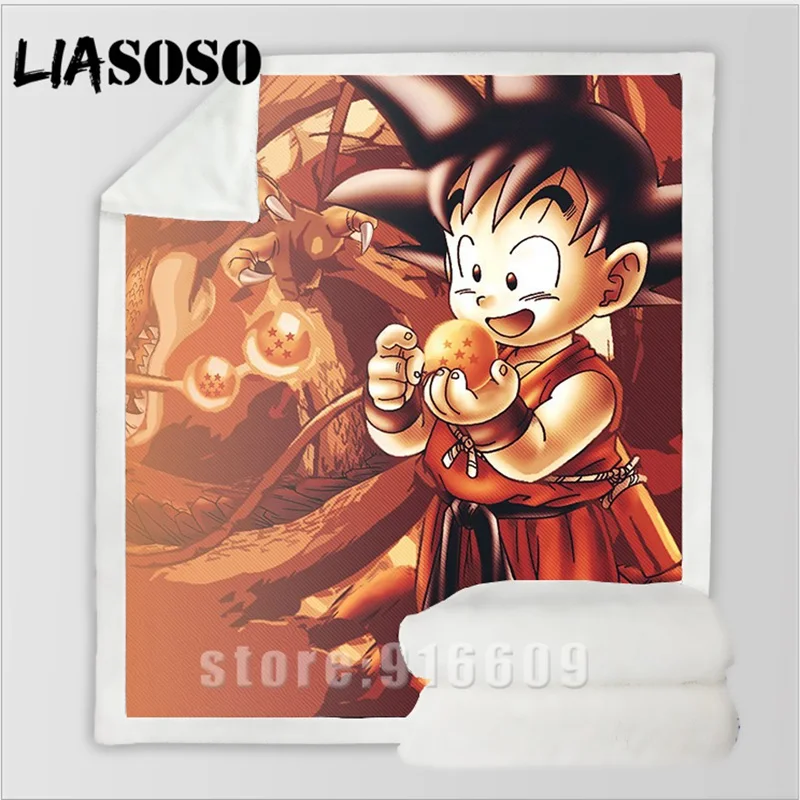 Dragon Ball Goku аниме плюшевый диван молодежное постельное белье Узорчатое мультяшное набивное одеяло покрывало постельное белье для путешествий мягкое зимнее одеяло