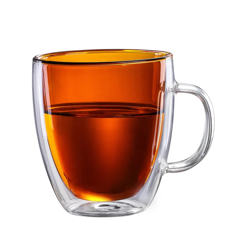 Многоцветная стеклянная кофейная чашка с двойными стенками с ручкой, Васо, офисный бытовой послеобеденный чай, ароматизированный чай, черный чайный кружки для сока