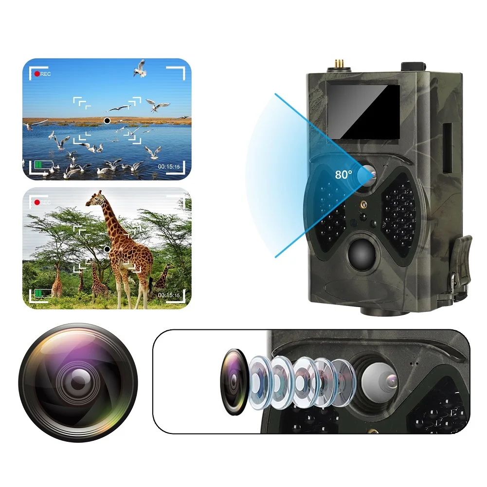 Câmera de Caça Visão Noturna Mms Câmera Armadilha Trilha Gsm Gprs 2g Foto Armadilhas Câmeras Selvagens Hc-300m 12mp 940nm 18 Esporte e Lazer