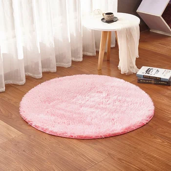 

Home Bedroom Living Room Non-Slip Carpet Mat Plush Shaggy Soft Round Carpet Floor Rug Yoga Seat Mat