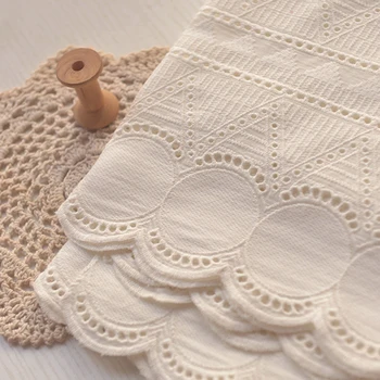 

High quality cotton fabric Beige hollow double positioning embroidery patchwork Dress skirt shirt tissus