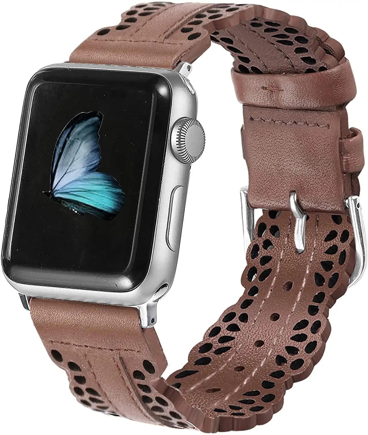 

Hollyhight Bands Compatible with Apple Watch Band 42mm 44mm iWatch Series 5 4 3 2 1, Chic Lace Leather Strap for Women,