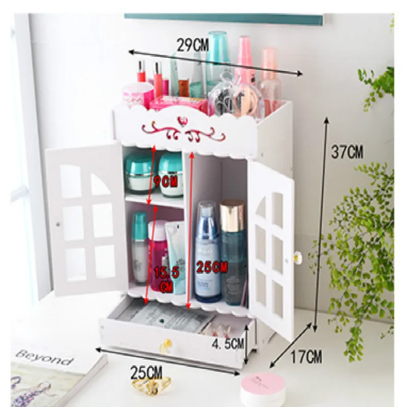 デスクトップ化粧収納ボックス木製のプラスチックプレート家庭用仕上げボックスシンプルなドレッサー多層収納ラック化粧品棚 50 Off