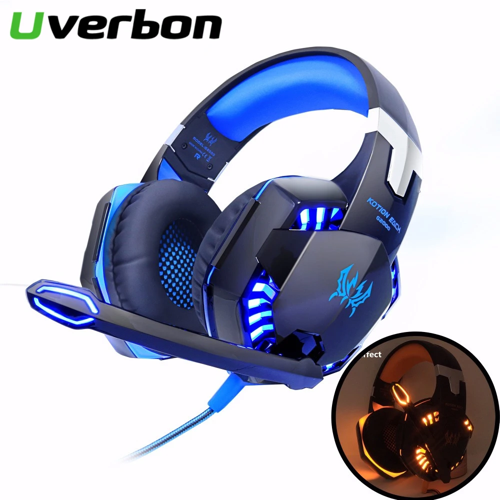 Best G2000 Wired Gamer Headset Computer Stereo Gaming Headphones Deep Bass Game Earphone Headset with Mic LED Light for PC Gamer